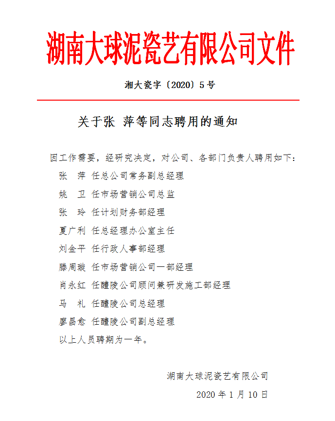 2020年聘用通知