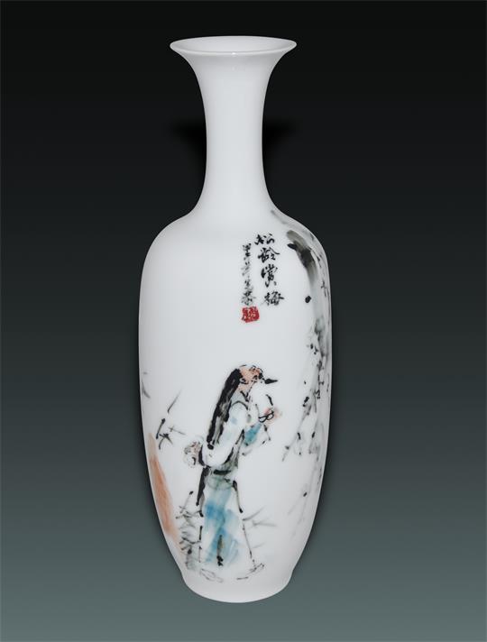 《松龄赏梅》瓶